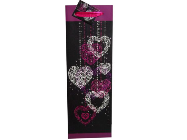 Pink Hearts Wine Bottle Gift Bag with Gift Note