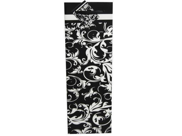 Black & White Damask Wine Bottle Gift Bag with Gift Note