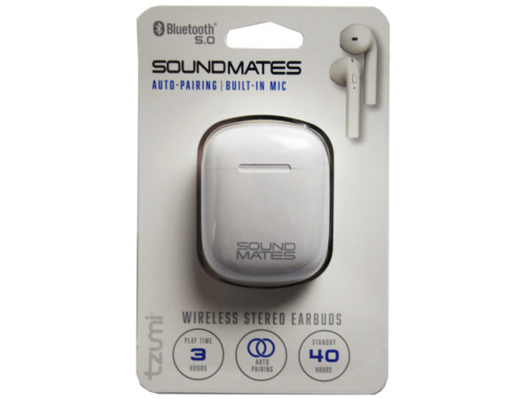 Tzumi Sound Mates Wireless Bluetooth Earbuds in White