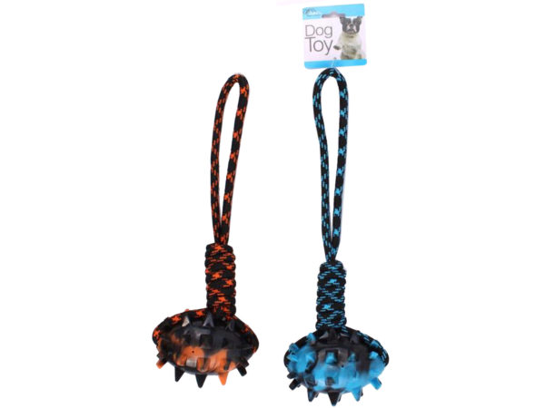 ''17'''' DOG Rope Pull Toy with Spike Rubber Football Chew''