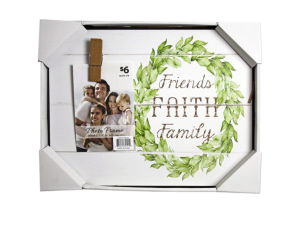 ''14''''x11'''' Friends Faith Family Wall Art Plaque with Photo Clip''