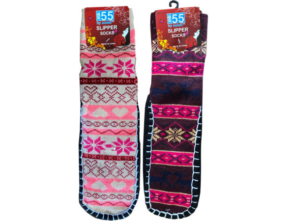 Winter Themed Slipper Socks with Foot Grips in Assorted Styles