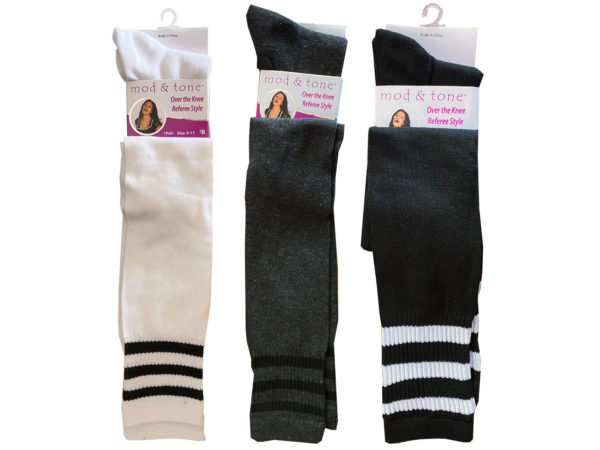 Women's Knee High Three Stripe SOCKS in Assorted Colors