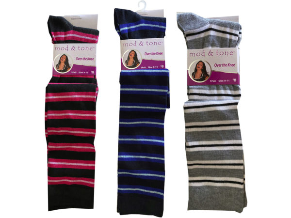 Women's Knee High Striped SOCKS in Assorted ColorsQ