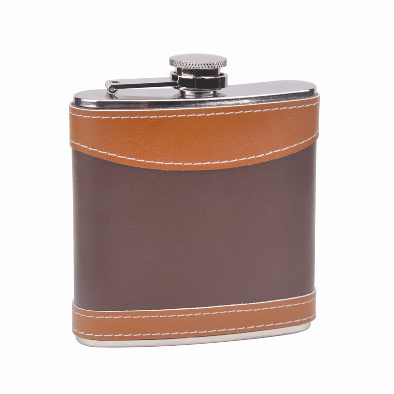 6oz LEATHER Wrapped Hip Flask