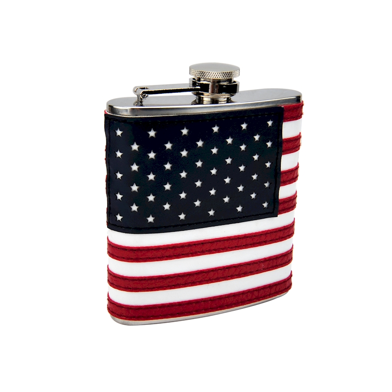 ''Top Shelf Flasks Stitched American FLAG Flask, 6 oz''