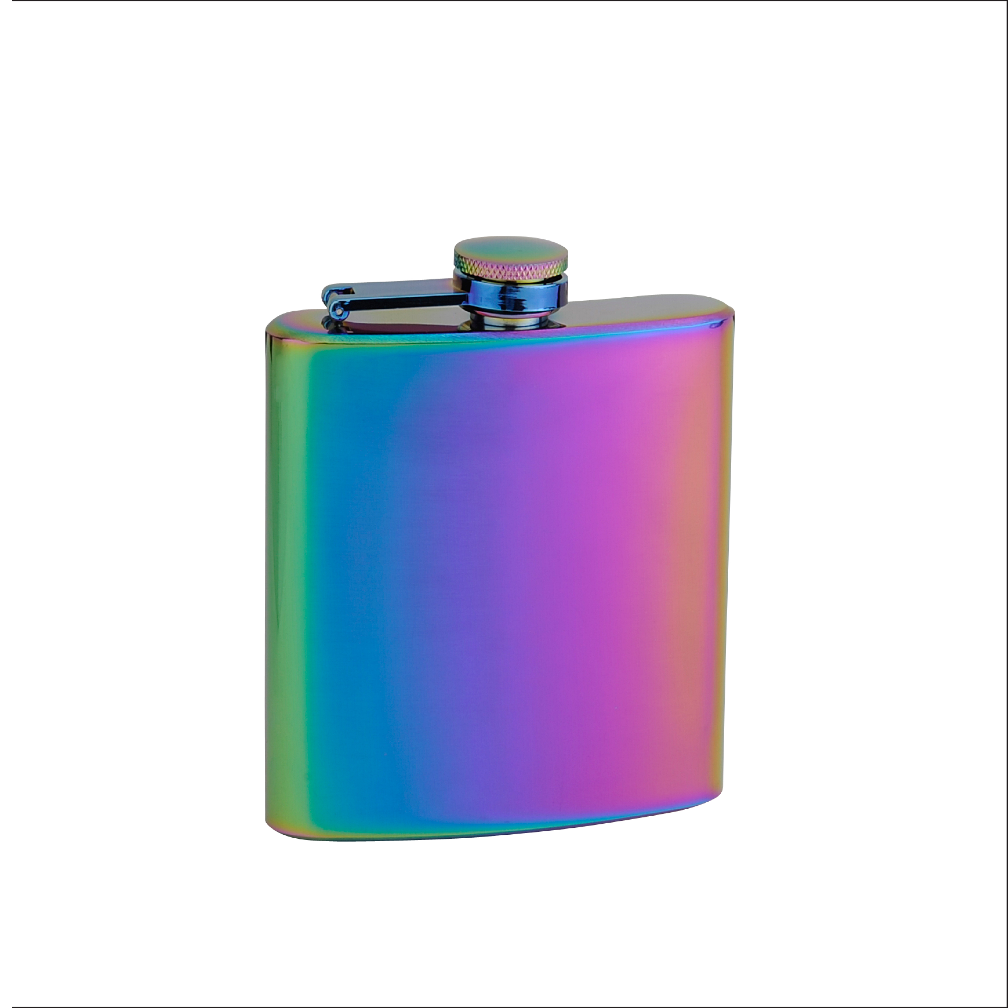 6oz RAINBOW Colored Hip Flask