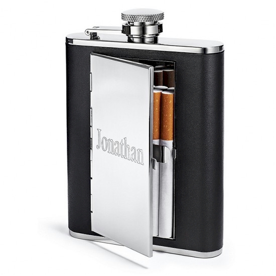 ''6oz CIGARETTE Case Hip Flask, Personalized''