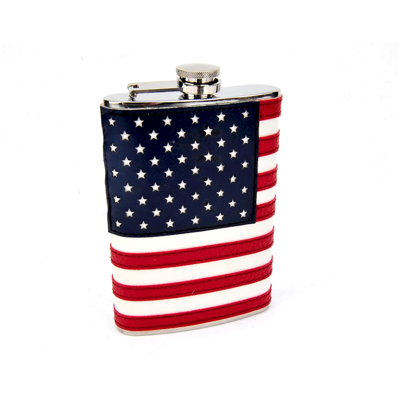 8oz Stitched American FLAG Flask