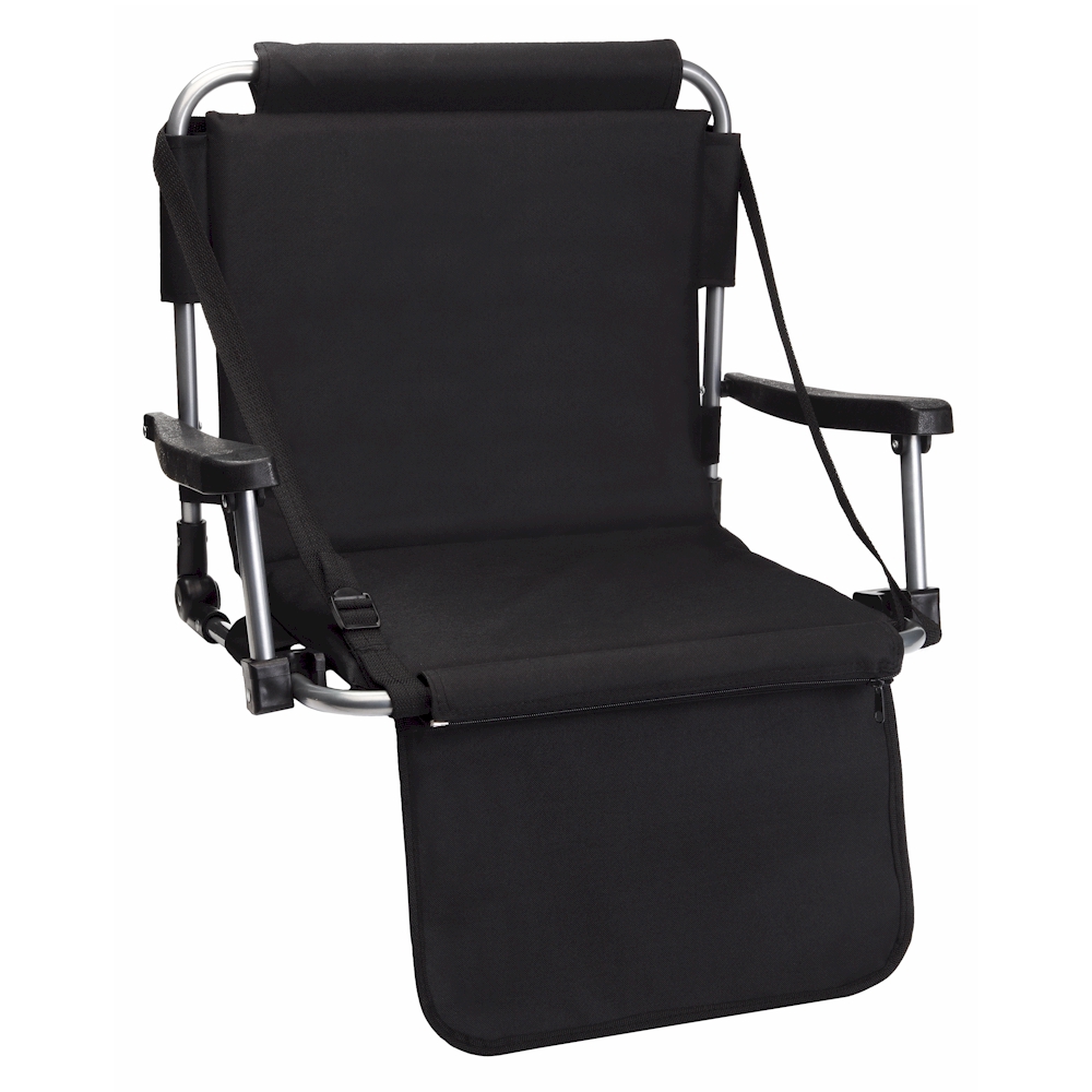 Barton Outdoors Folding Chair with Armrests Stadium Style for Bleacher Bench - Black - Padded Cushio