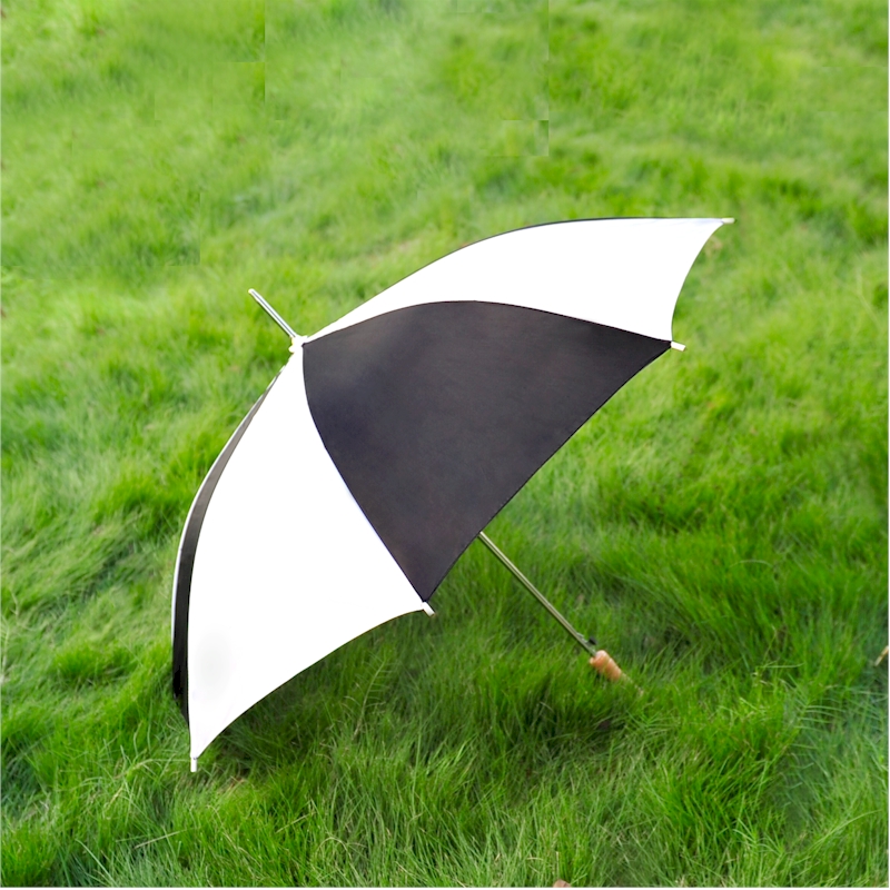 Barton Outdoors Rain UMBRELLA - Black and White - 48 Across - Rip-Resistant Polyester - Auto Open - 