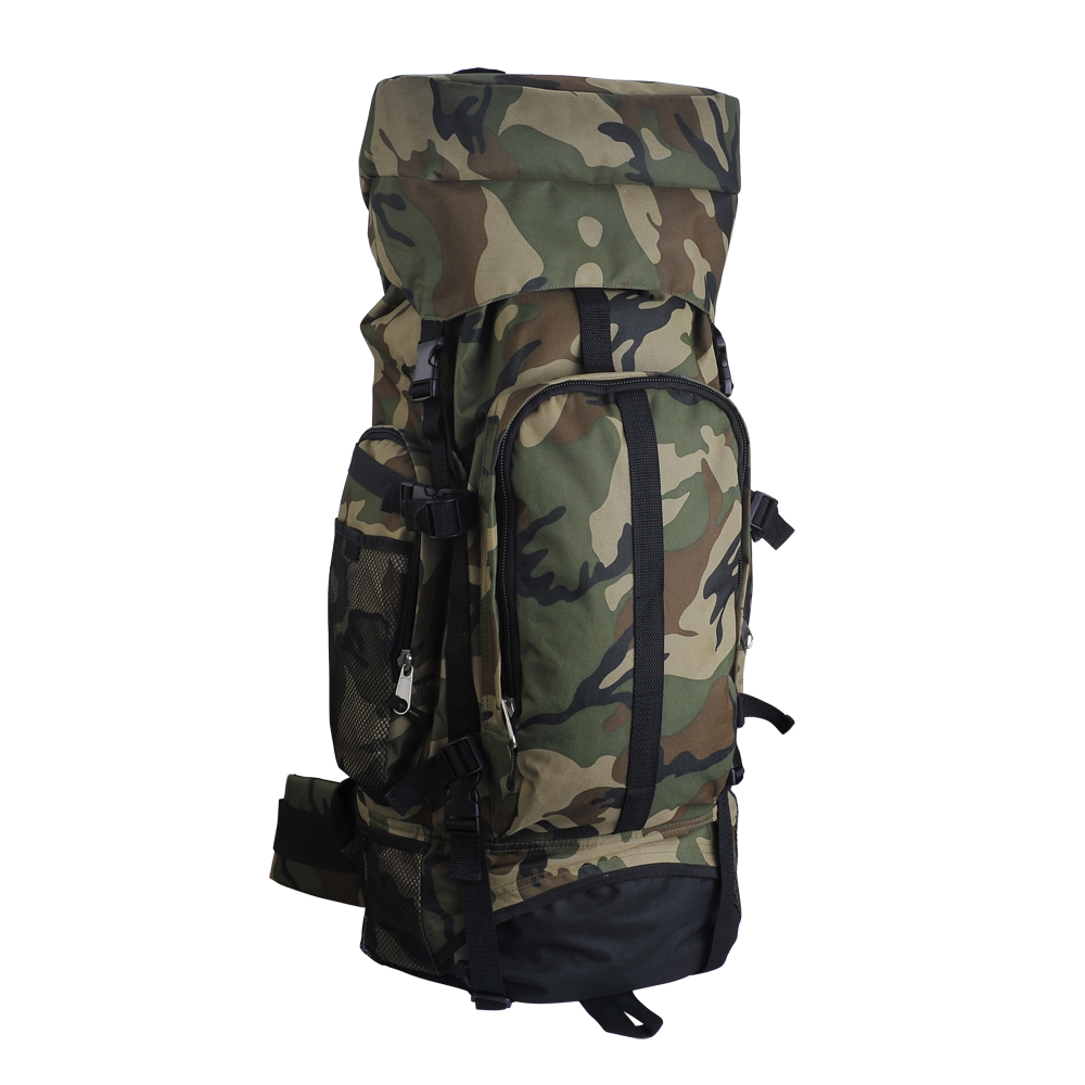 ''Large Camouflage BACKPACK for Hiking and Mountaineering - 600D Polyester - Water-Resistant, Hard Bo