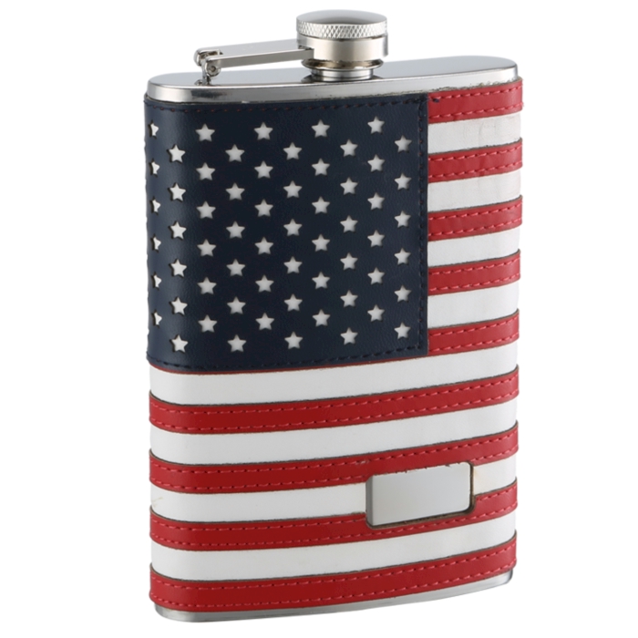 8oz Personalized American FLAG Flask