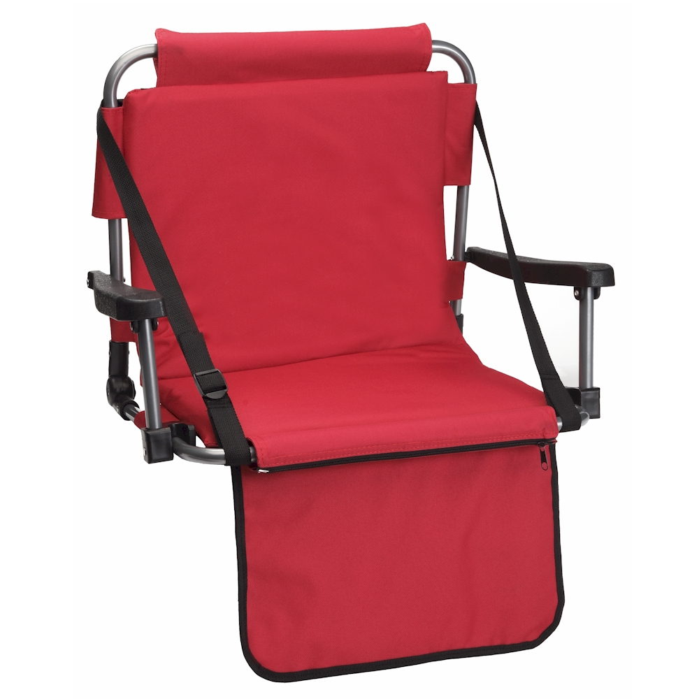 Barton Outdoors Folding CHAIR with Armrests Stadium Style for Bleacher Bench - Red - Padded Cushion 