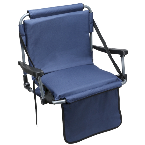 Barton Outdoors Folding CHAIR with Armrests Stadium Style for Bleacher Bench - Blue - Padded Cushion