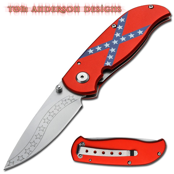 Tom Anderson Confederate Flag Folding KNIFE