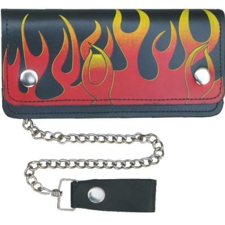 LEATHER Biker Flame Wallet