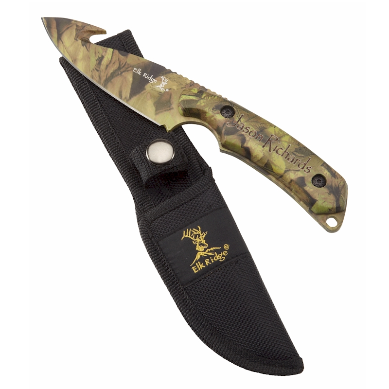 Personalized Laser Engraved Camo Fixed Blade KNIFE