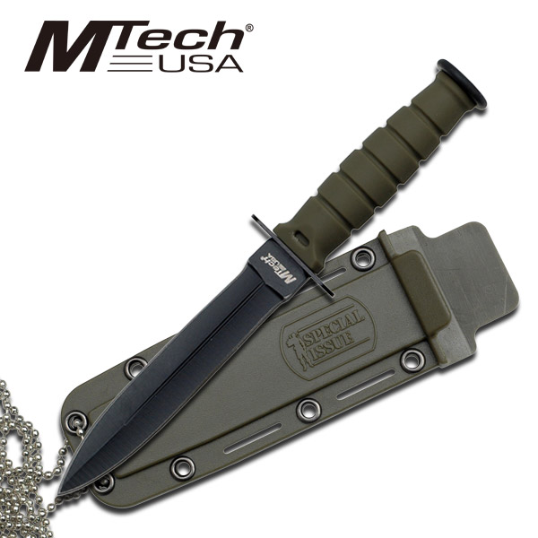 MTech USA Tactical Fixed - Double Bladed KNIFE with Sheath and Neck Chain