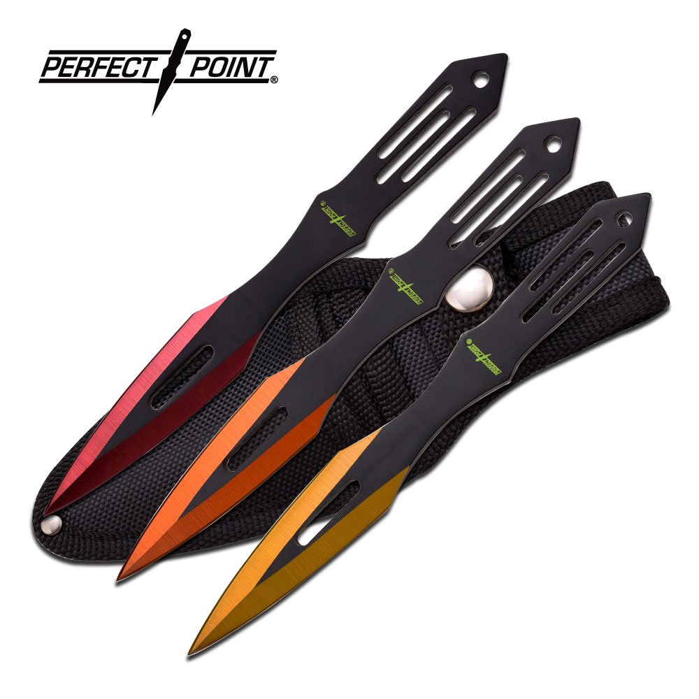 ''Stainless Steel Throwing KNIVES with Red, Orange and Yellow''
