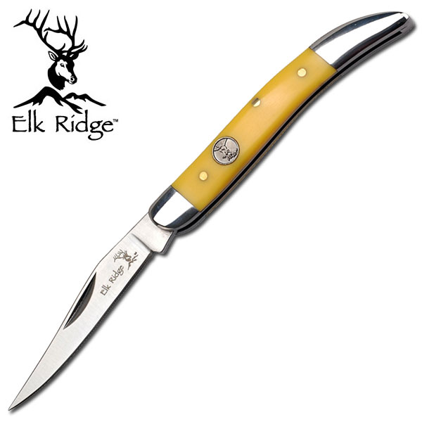 Derlin Yellow Handled KNIFE With Elk Medallion