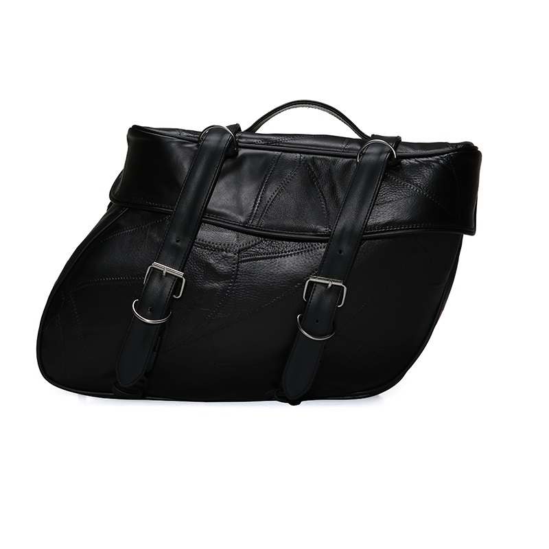 Motorcycle Bags - Twin Saddlebag Style - Genuine Buffalo Leather - Fits Any US Bike - Extra Storage 