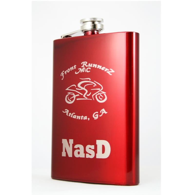 Engraved Neon RED Hip Flask