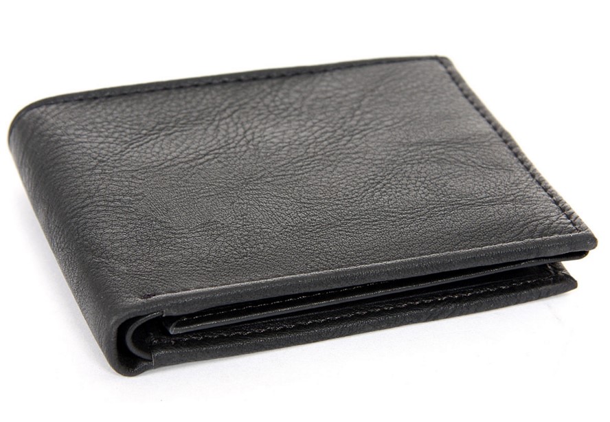 Black Leather Double Bill Mens WALLET