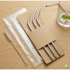 Stainless Steel Straws w/ Cleaning Brush, Universal Fit 16-50oz Tumblers & Cups, 4PK