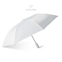 Compact Umbrella - Solid White - Great for Travel - Lightweight - 41" Canopy - 20.5" Long When Open - Push Button Auto Open - Polyester