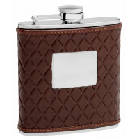 Leather Hip Flask Holding 6 oz - Quilted Pattern Design - Pocket Size, Stainless Steel, Rustproof, Screw-On Cap Leather Hip Flask Holding 6 oz - Quilted Pattern Design - Pocket Size, Stainless Steel, Rustproof, Screw-On Cap