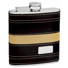 Genuine Leather Hip Flask Holding 6 oz - Pocket Size, Stainless Steel, Rustproof, Screw-On Cap