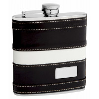 Leather Hip Flask Holding 6oz - Pocket Size, Stainless Steel, Rustproof, Screw-On Cap