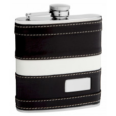 Leather Hip Flask Holding 6oz - Pocket Size, Stainless Steel, Rustproof, Screw-On Cap