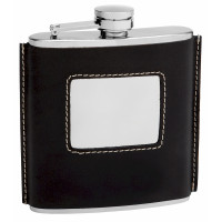 Hip Flask Holding 6 oz - Traditional 1920's Style Design - Pocket Size, Stainless Steel, Rustproof, Screw-On Cap - Black Finish Perfect for Engraving