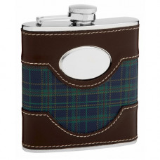 6oz Plaid Golf Hip Flask with Faux Leather Trim