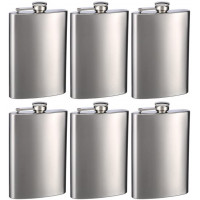 Top Shelf Flasks Stainless Steel Hip Flasks, 8 oz, Set of 6