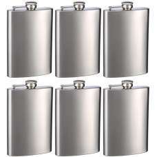 Top Shelf Flasks Stainless Steel Hip Flasks, 8 oz, Set of 6