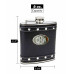 Silver Stud Black Faux Leather Hip Flask, Custom Engraved