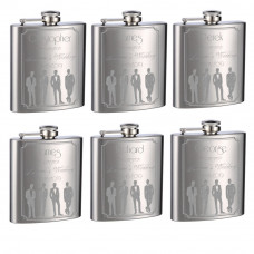 Wedding Flasks for Groomsmen and Groom, 6 Pack of 6oz Flasks, Personalized