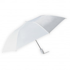 Compact Umbrella - Solid White - Great for Travel - Lightweight - 41" Canopy - 20.5" Long When Open - Push Button Auto - Polyester - Flat Top