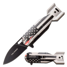 Tac-Force Spring Assisted Knife - Torpedo Art Knife in American Flag Design