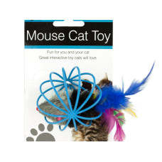 Feathered Mouse in Ball Cage Cat Toy