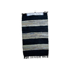 Wide Stripe Leather Chindi Rug