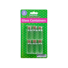 6 Pk Glass Containers w/Cork Stopper