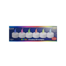 6 Piece Assorted Colored Battery Operated LED Tealights