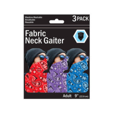 3 Pack Bandana Style Neck Gaiter 3 Asst Colors