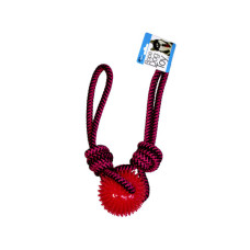 25" Pull Rope Dog Toy with Spike Center Ball Chew