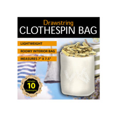 Drawstring Clothespin Bag with 10 Wooden Pins