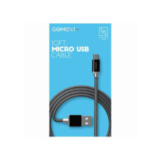 10' gomovi braided micro usb cable with metal tip in black